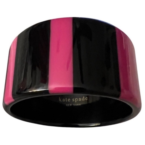 KATE SPADE • Bronwyn Bangle Resin Pink Black Striped Bracelet - Picture 1 of 5